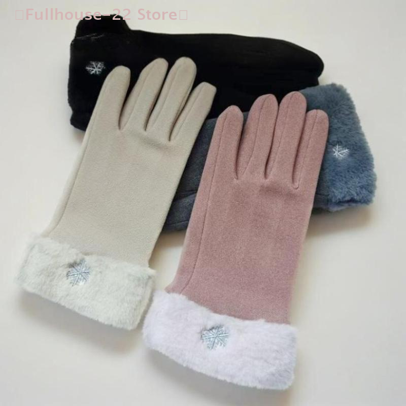 【MAX-22】1Pair Gloves Autumn Winter Cute Furry Warm Mitts Full Finger Mittens Women Outdoor Sport Female Gloves Screen