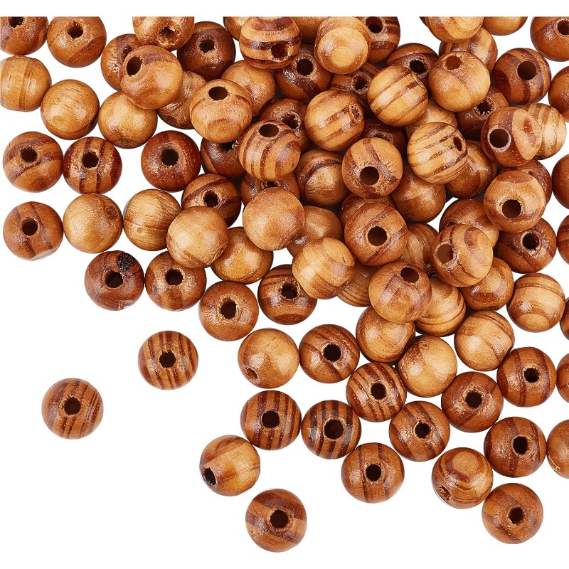 120pcs Natural Wood Beads Burlywood Beads Round Wooden Loose Beads 6mm in Diameter 2mm Hole Wooden Craft Beads Macrame Beads