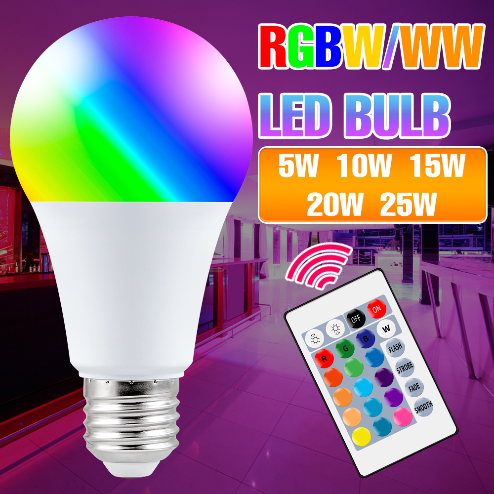 25W LED RGB Bulb E27/E26 Lamps 220V IR Remote Control Colorful Smart Lights Bulb 110V For Home Bedroom Party Decoration Lighting lightify