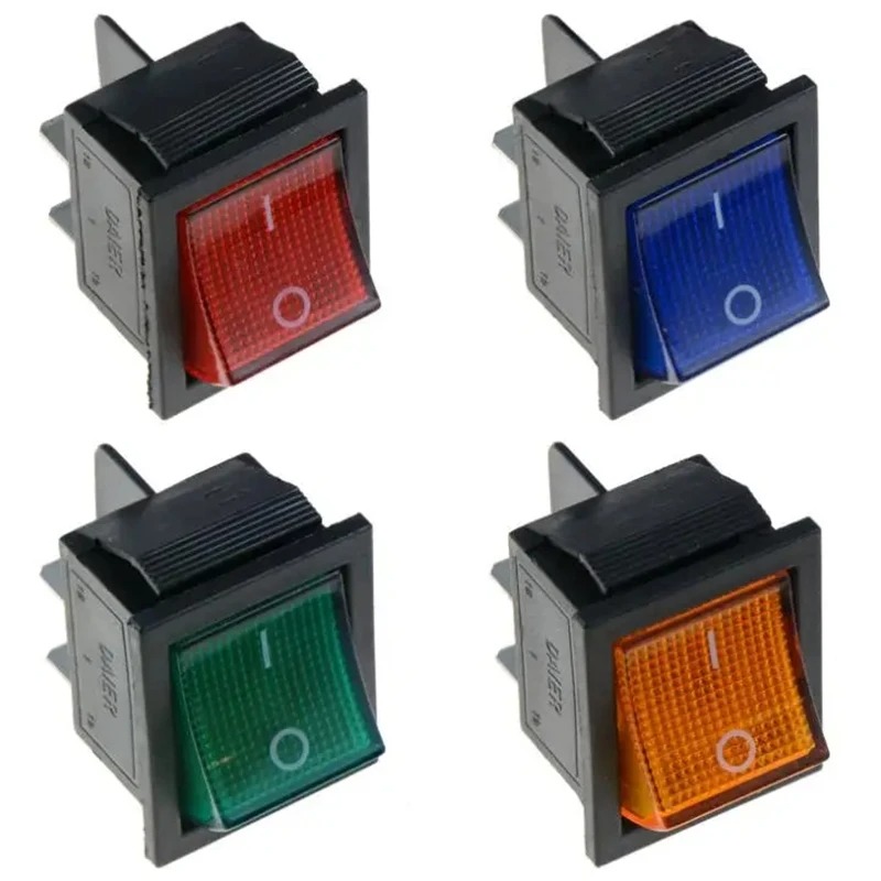 2Pcs KCD4 Latching Rocker Switch Power Switch I/O 4 Pins/6 Pins with Light 16A 250VAC 20A 125VAC