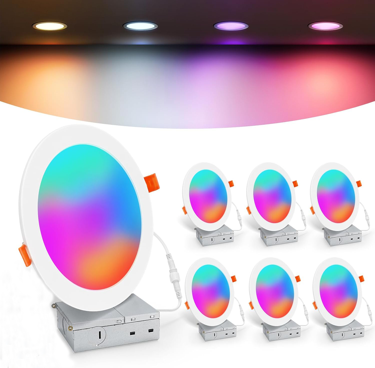 Smart RGB WiFi Downlight 5W, 1-10PCS APP Voice Controlled Color Changing LED Recessed Light for Home and Alexa lightify