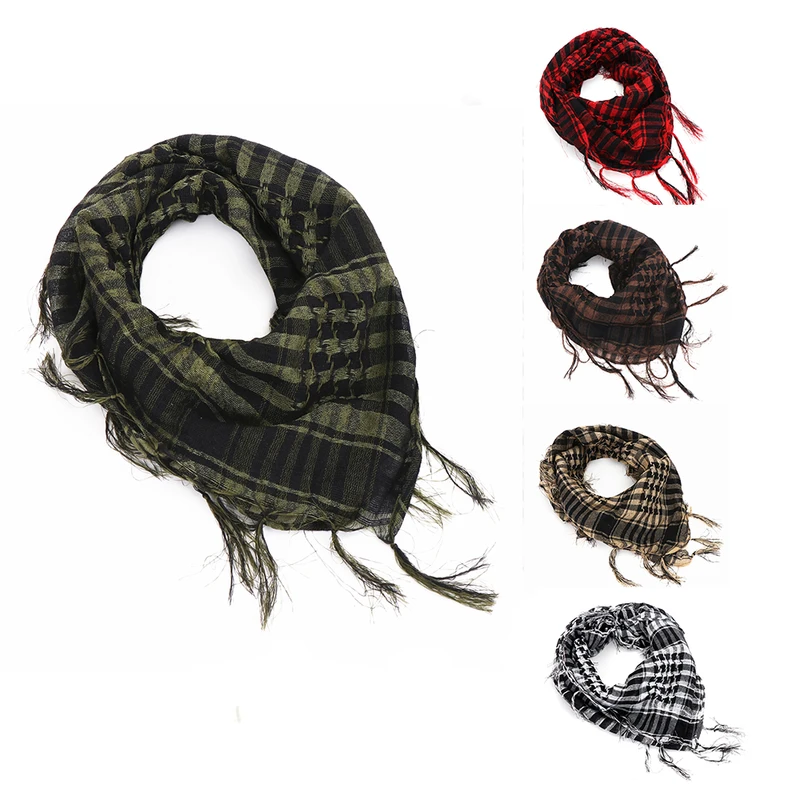 Unisex Lightweight Plaid Fringed Arabian Desert Scarf Soft Scarf Men Ladies Turban Shawl Airsoft Pain