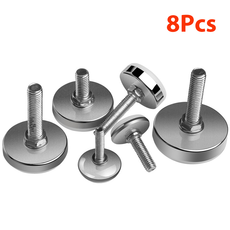 8Pcs Steel Adjustable Furniture Feet with Nylon Base Levelers for Sofa Table Chair Cabinet Workbench - Easy Leveling