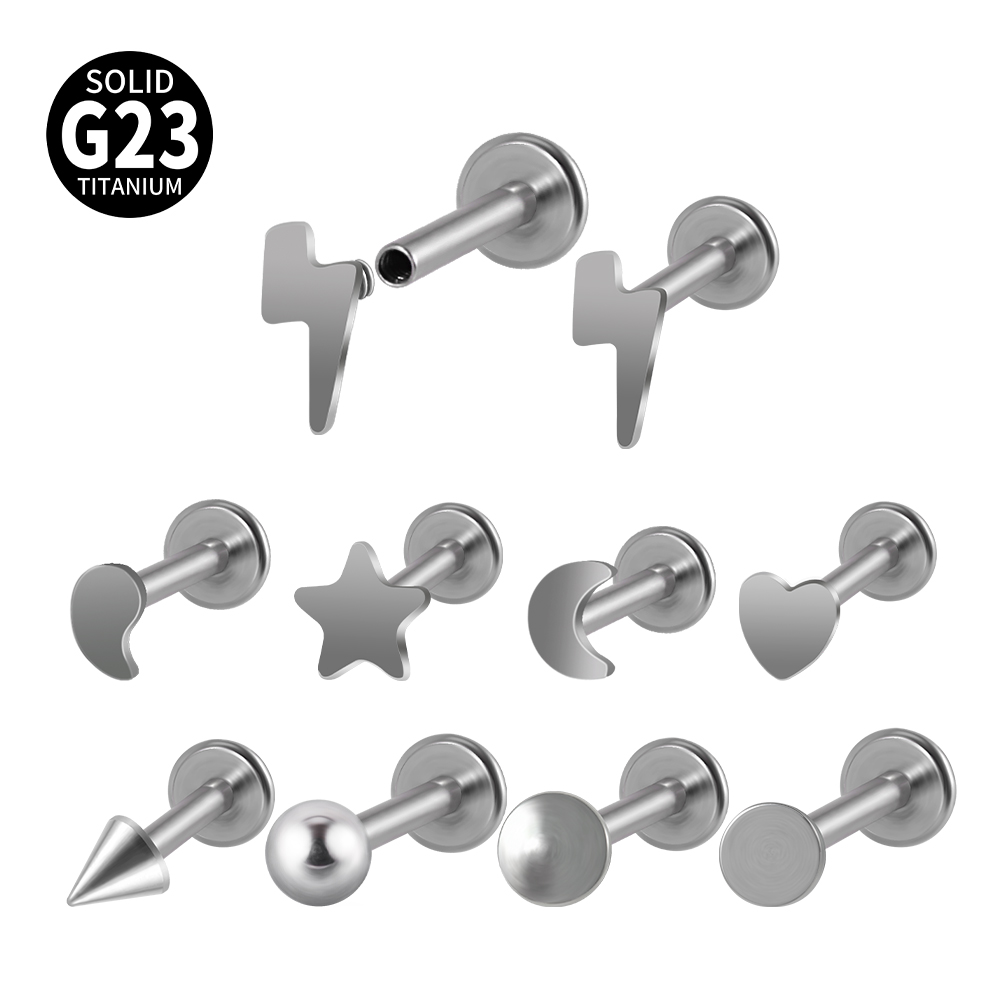 1pcs G23 Titanium Star Moon Heart Labret Lip Ring Simple Ear Cartilage Tragus Helix Daith Lobe Piercing Body Jewelry