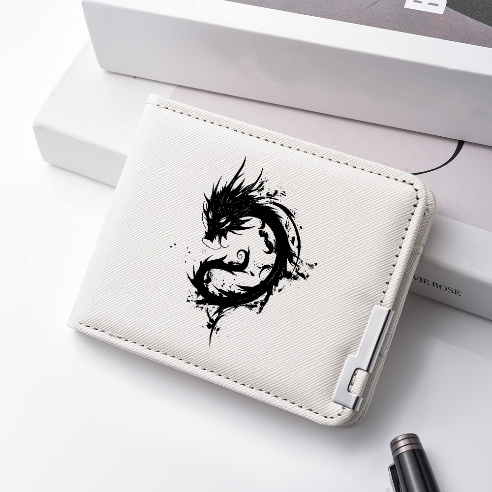 Fashionable High-Quality Men's Wallet Black Dragon Pattern Compact Lightweight Durable Men's Purse
