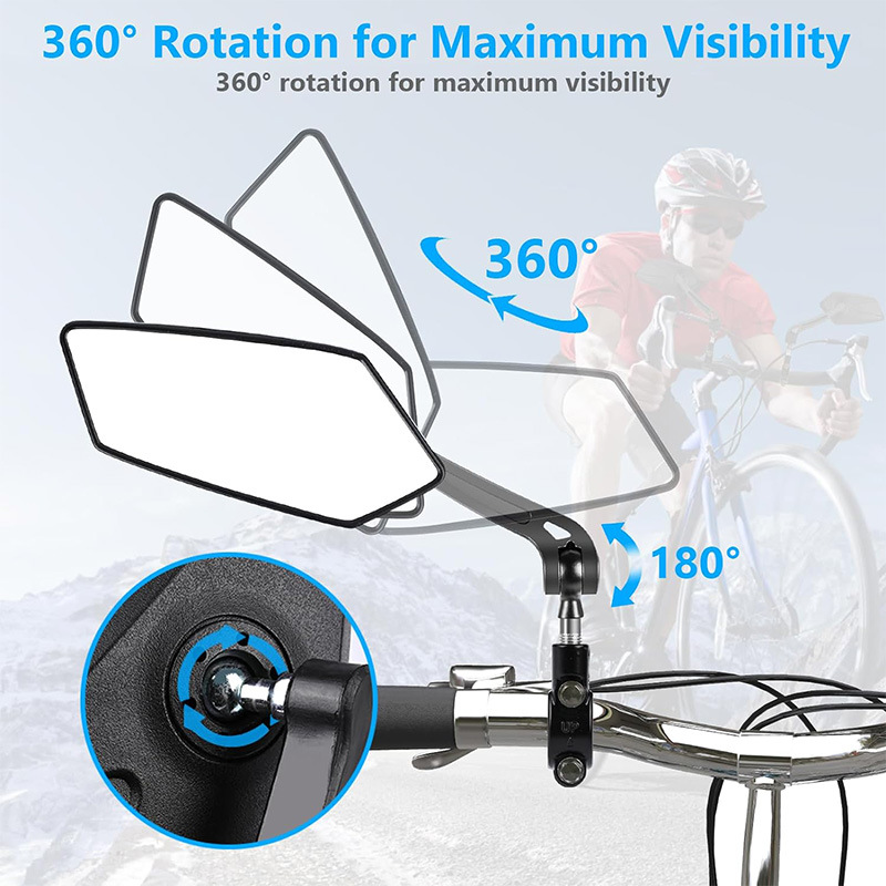 1pcs/2pcs HD Wide Angle Bike Rearview Mirrors - 360° Adjustable, Fit for Electric Scooters, Ebikes, Motorcycles & Mountain Bikes