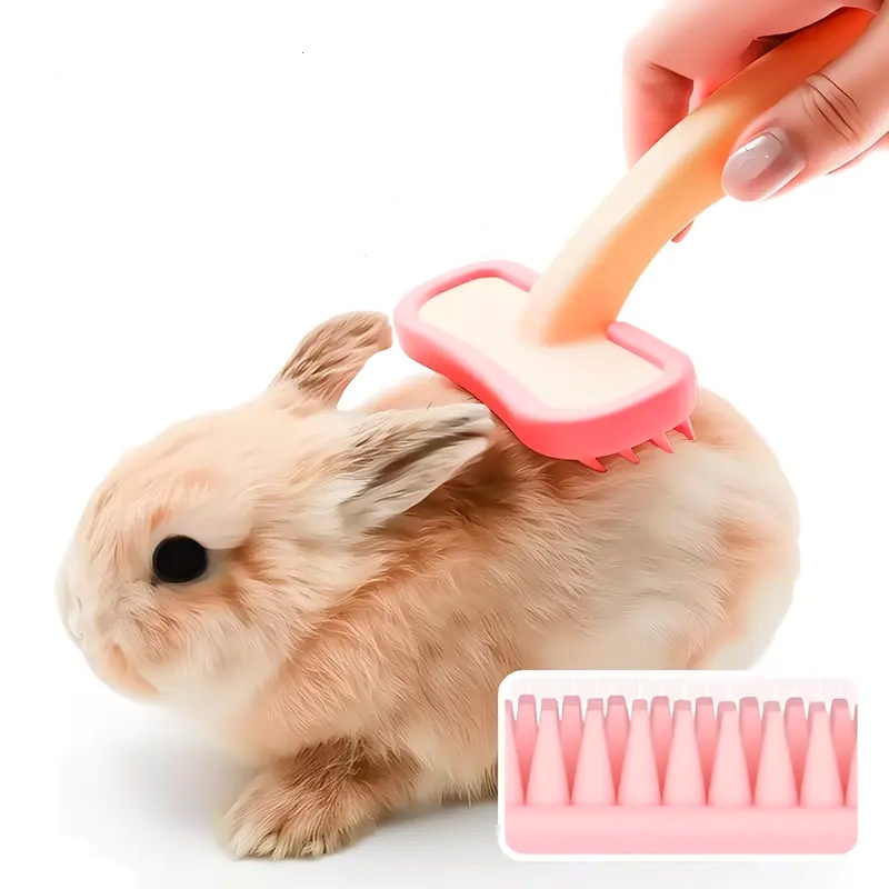 2026 New Rabbit Comb Silicone Small Pet Cat Hair Brush, Guinea Pig Cleaning Beauty Care Tool Trimmer Bath