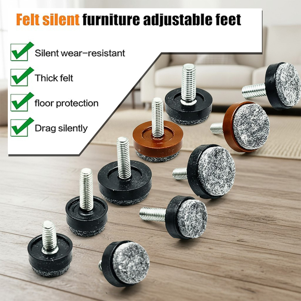 8Pcs Furniture Legs M6 M8 Screws Anti-Slip Felt Foot Pads Adjustable Leveling Chair Leg For Tables Chairs Cabinets And Sofas