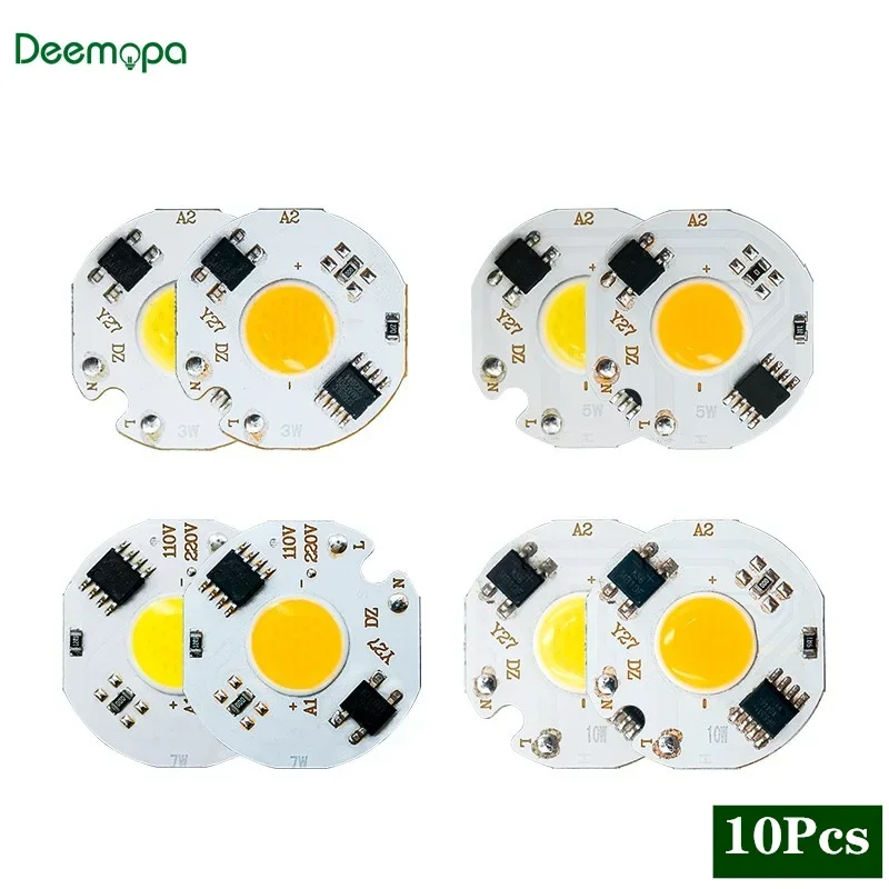 10Pcs LED Chip 3W 5W 7W 10W Led Lamp COB Beads 220V No Need Driver for Flood Light Spotlight Lampada High Power DIY Lighting