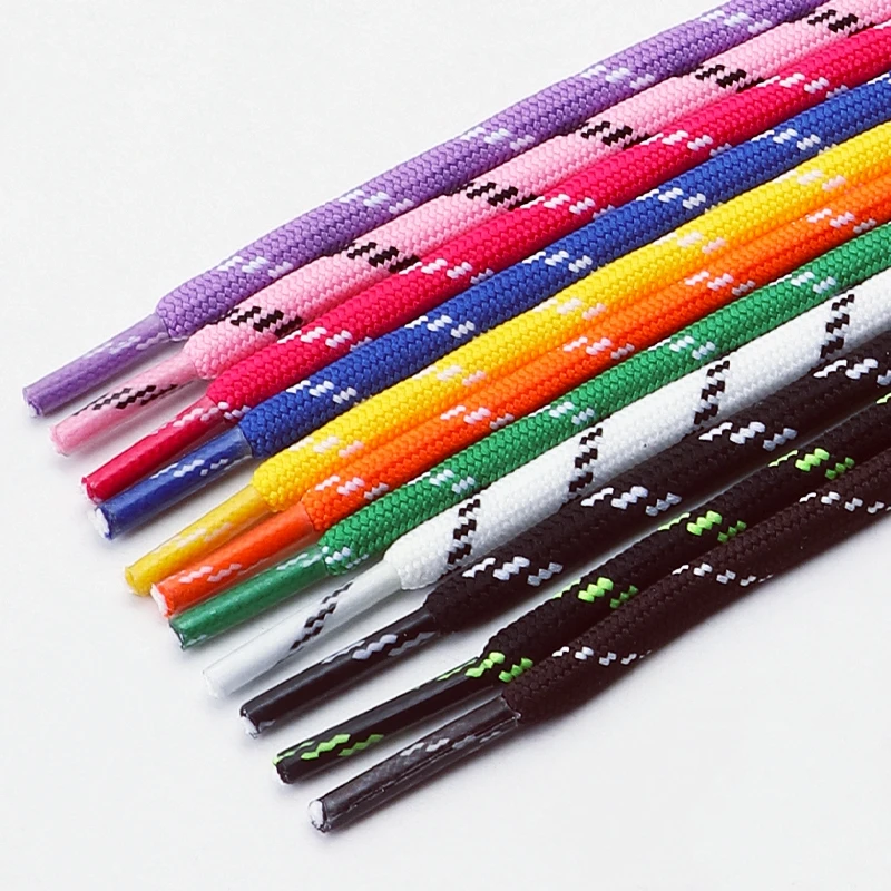 1 Pair Retro Color Block Sneaker Shoelaces round Dot Spiral Pattern German Training Shoe Laces New Style