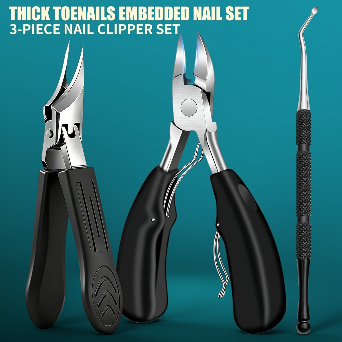 3pcs Portable Stainless Steel Ingrown Toenail Tool Set Diagonal Nail Clippers: Ingrown Nail Clipper, Beak Nail Nipper for Nails