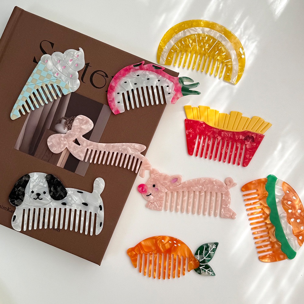 Animal Food Combs: Niche and Unique Leisure Style, Handcrafted with High-Quality Acetate Material, Embodying Fashion and Trend.