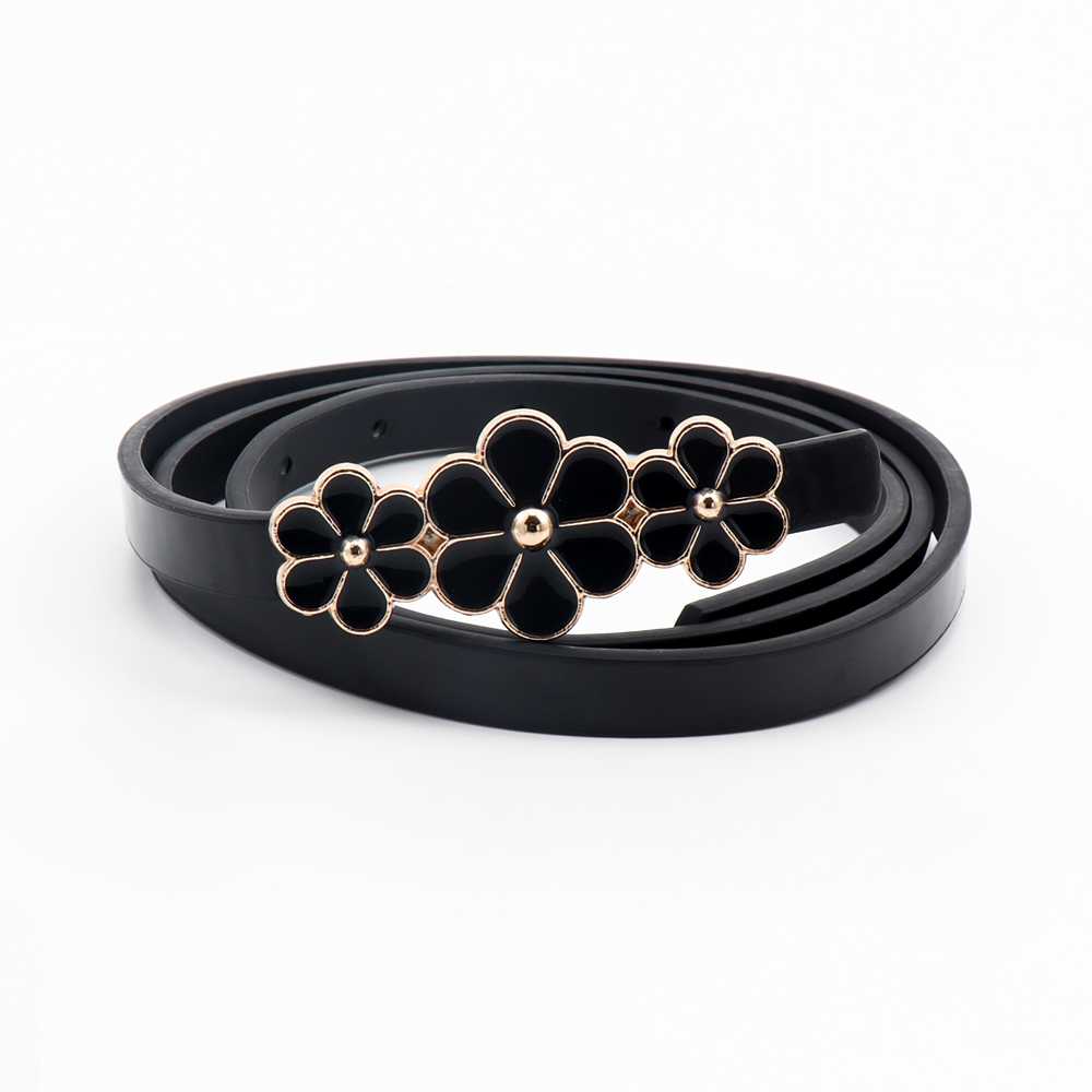 women belt fashion thin decorate dress small daisy black white summer