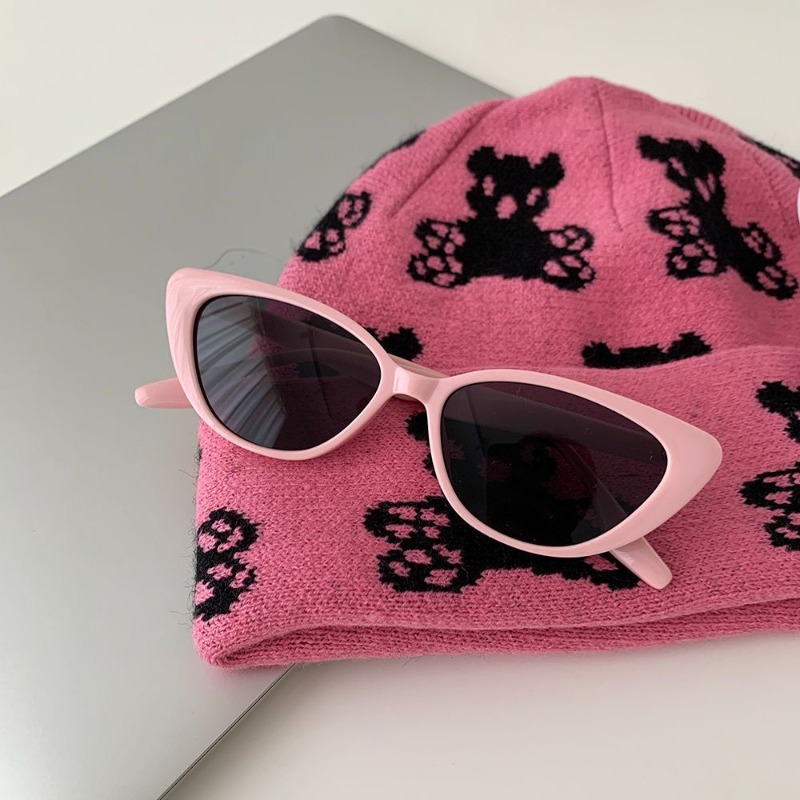 Korean Ins Niche High-end Sense Vintage Versatile Cat's Eye Pink Sunglasses Women's Sun Protection Face Small Frame Sunglasses