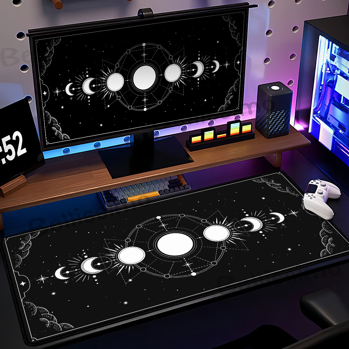 XXL Gradient Tarot Mouse Pad PC Large Gaming Mousepad Astrology Black White Mousemat Aesthetic Celestial Moon Phases Deskmat HD
