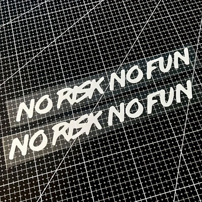 2PCS/Sheet No RISK No Fun Motorcycle Stickers Waterproof for Scooter Bicycle Car Bumper Window Self-adhesive Vinyl Decals