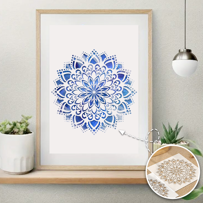 YOMDID 1pc Mandala Flower PET Painting Stencils Reusable DIY Crafts Round Hollow Out Designs Spray Paint Graffiti Art Templates