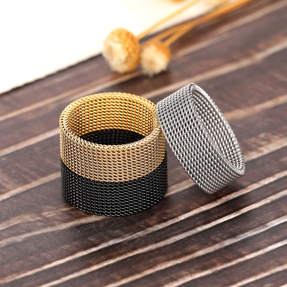 Huitan Luxury Fashion Ring Titanium Couple Ring Mesh Accessories Women's and Men's Jewelry Wedding