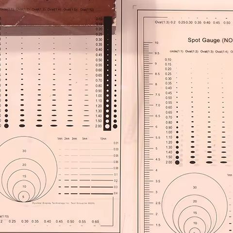 1/2pcs Area Circle Ellipse Diameter Width Thickness Micrometer Spot Gauge Comparison Card Ruler Point Dot Line Gauge Scratched