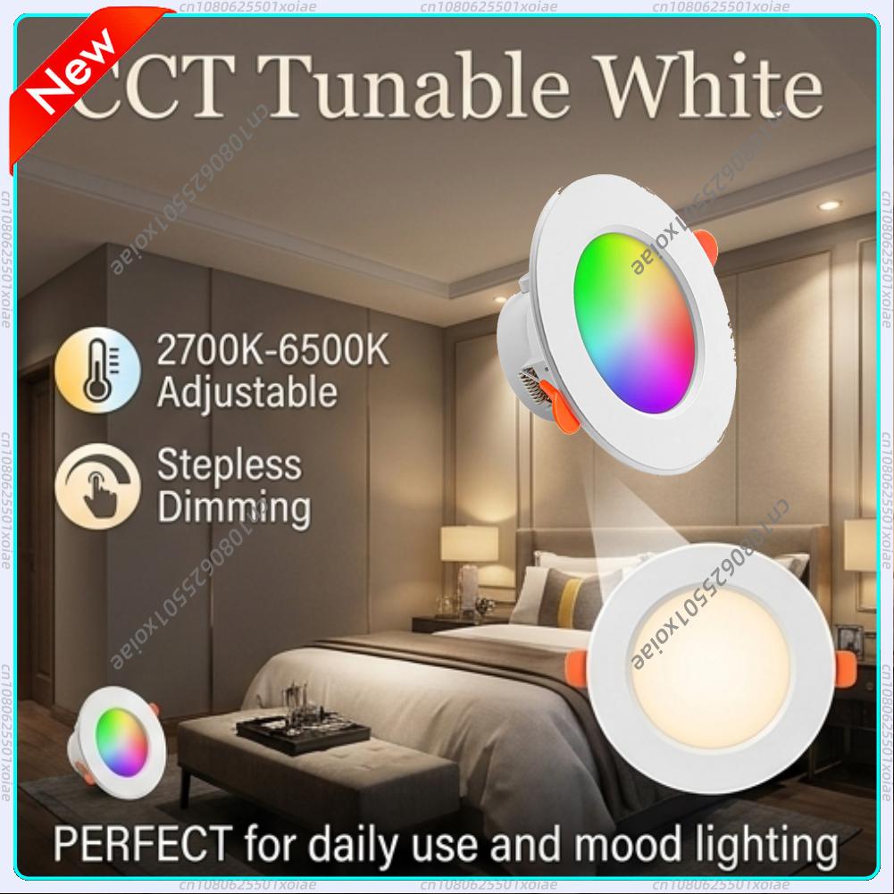 5/10pcs 10W Smart LED Downlight Bluetooth Tuya Ceiling Lamp RGB Lamp APP Remote Control Smart Changing light Control
