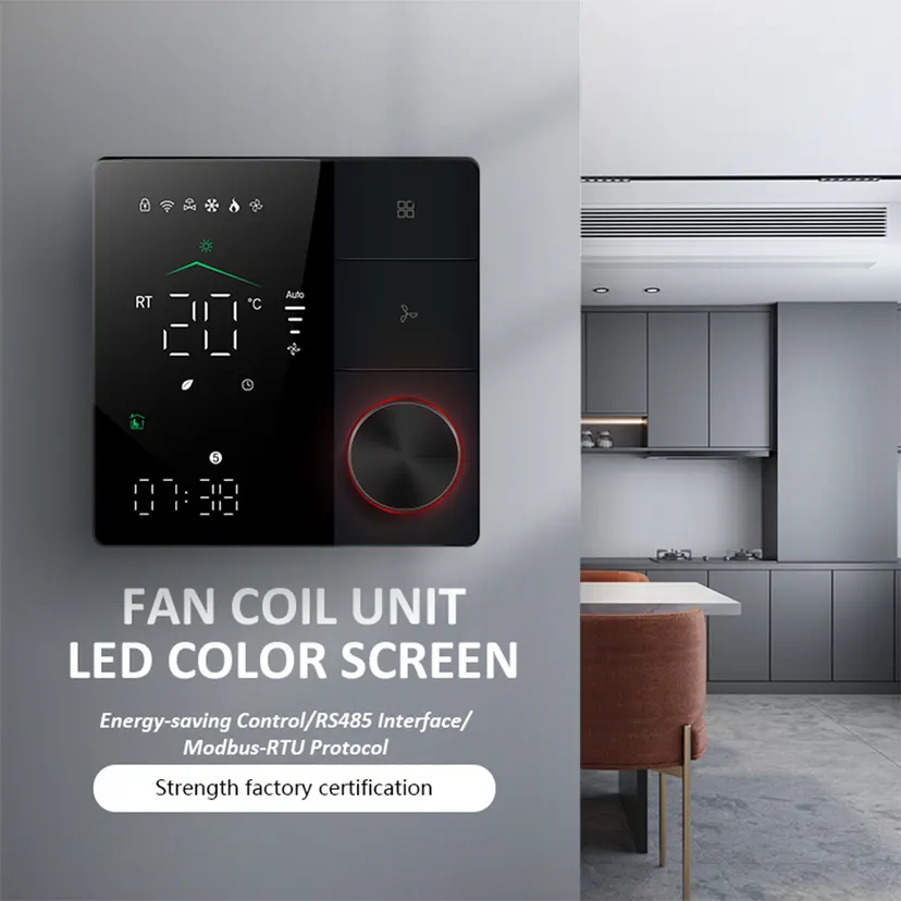 Tuya ZigBee Smart Air-conditioner Temperature Controller Thermostat 3 Speed Fan Coil Unit for Air Conditioning Heating Cooling