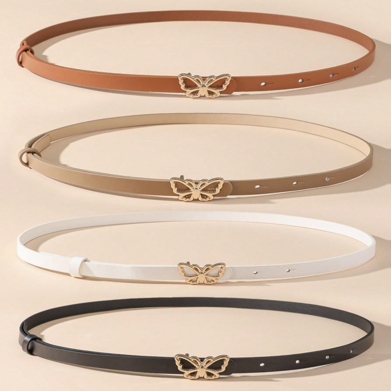 A small waist belt with a butterfly buckle, suitable for dresses, shirts and jeans. It's a new summer style that cinches the wai