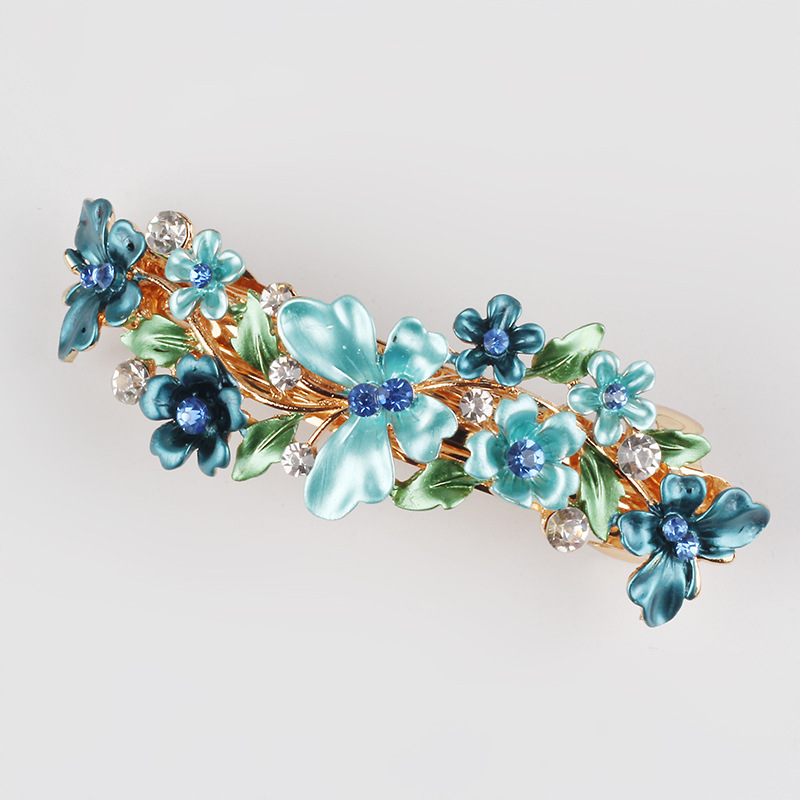 fashion cute hair accessories crystal blue pink purple butterfly hair clip rhinestone flower barrette for girls women