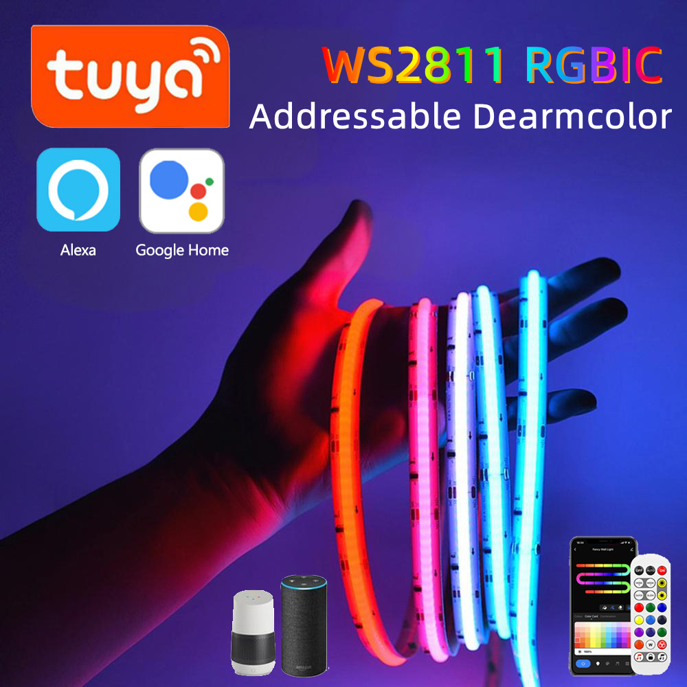 WS2811 RGBIC RGB LED Strip Light 1m 2m 3m 5m 576LEDs/M Flexible TV BackLight COB LED Tape Diode Flexible Ribbon Room Decor 12V