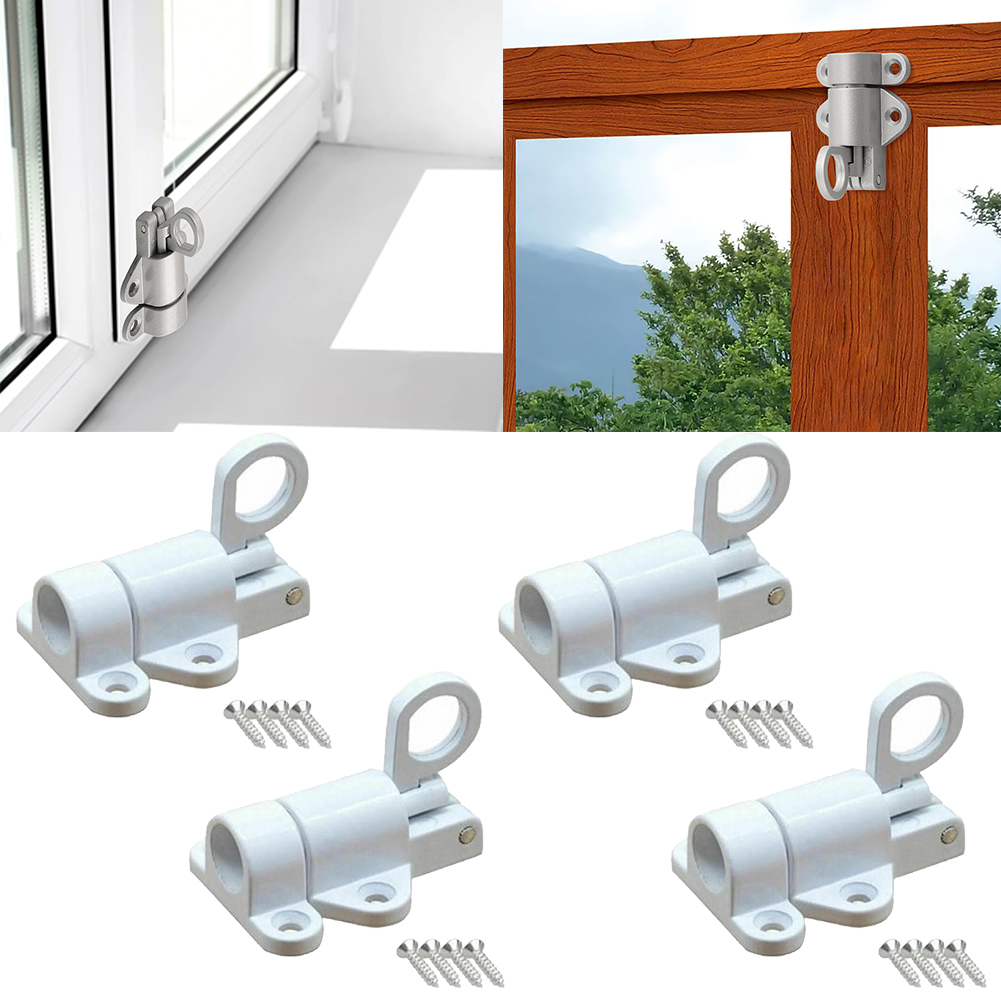 4pcs Spring Latches With Screws Aluminum Alloy Automatic Spring Latch Solid Aluminum Door Casement Latch Replacement Parts