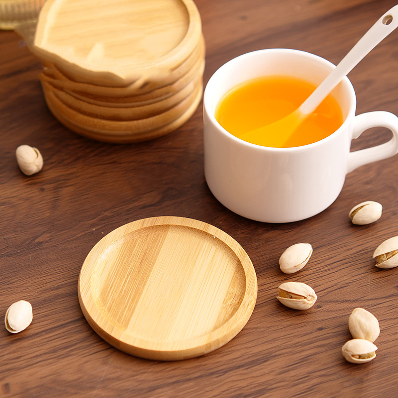 1Pc Round Walnut Wood Coaster Heat Resistant Durable Mug Cup Pad For Coffee Tea Tableware Decor Beech Wood Stand