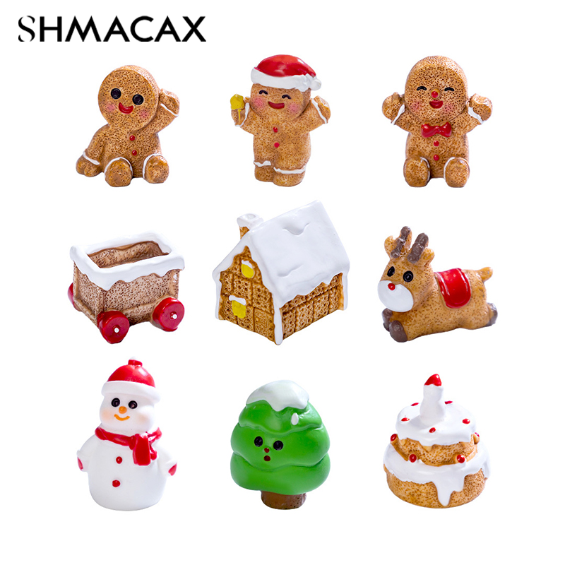 New Mini Christmas Ornament Gingerbread Man Snowman Micro Landscape Dollhouse Model Car Interior Home Desktop Decoration