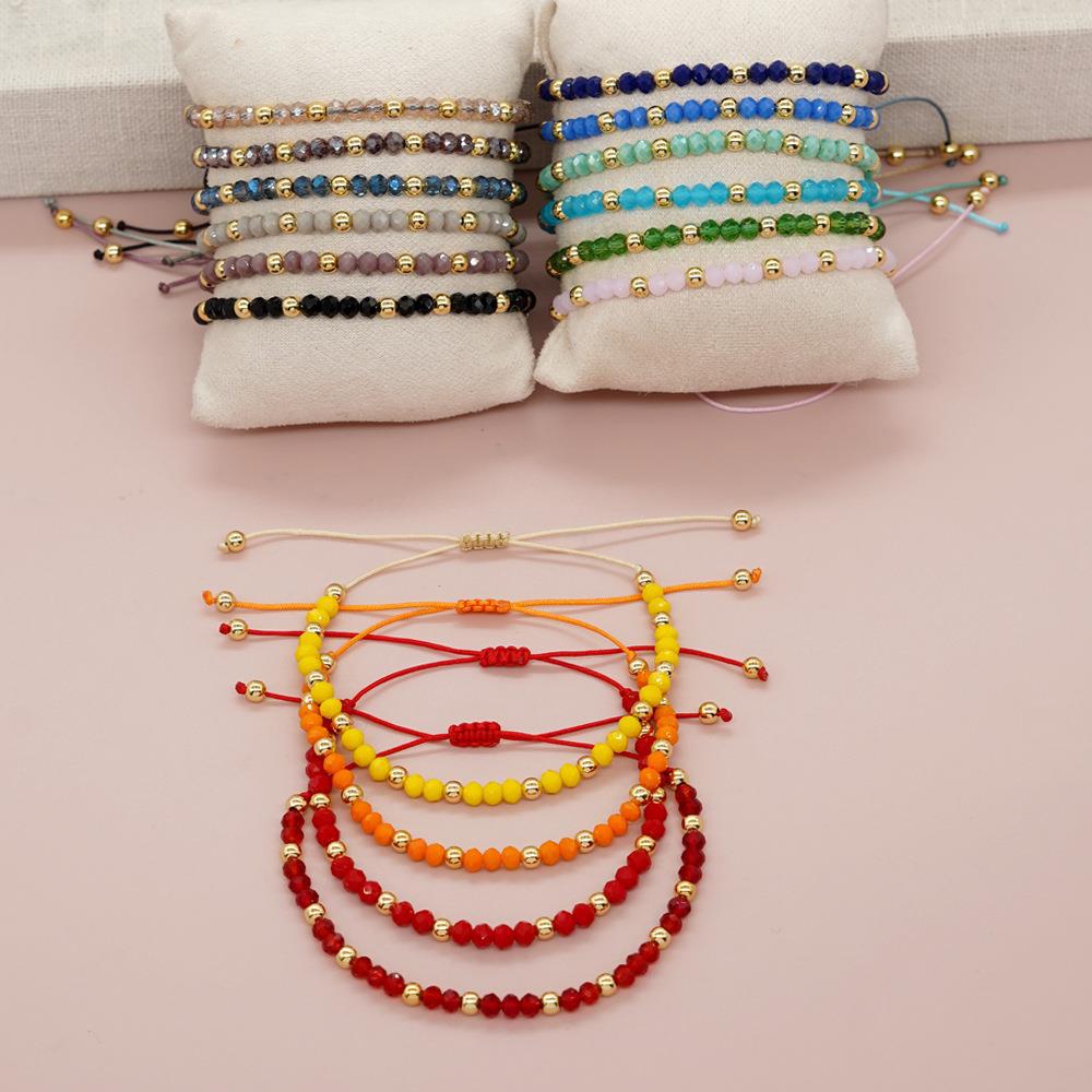 Cross border minimalist original design, light luxury style bracelet, copper bead, rainbow crystal bead, adjustable wholesale wo