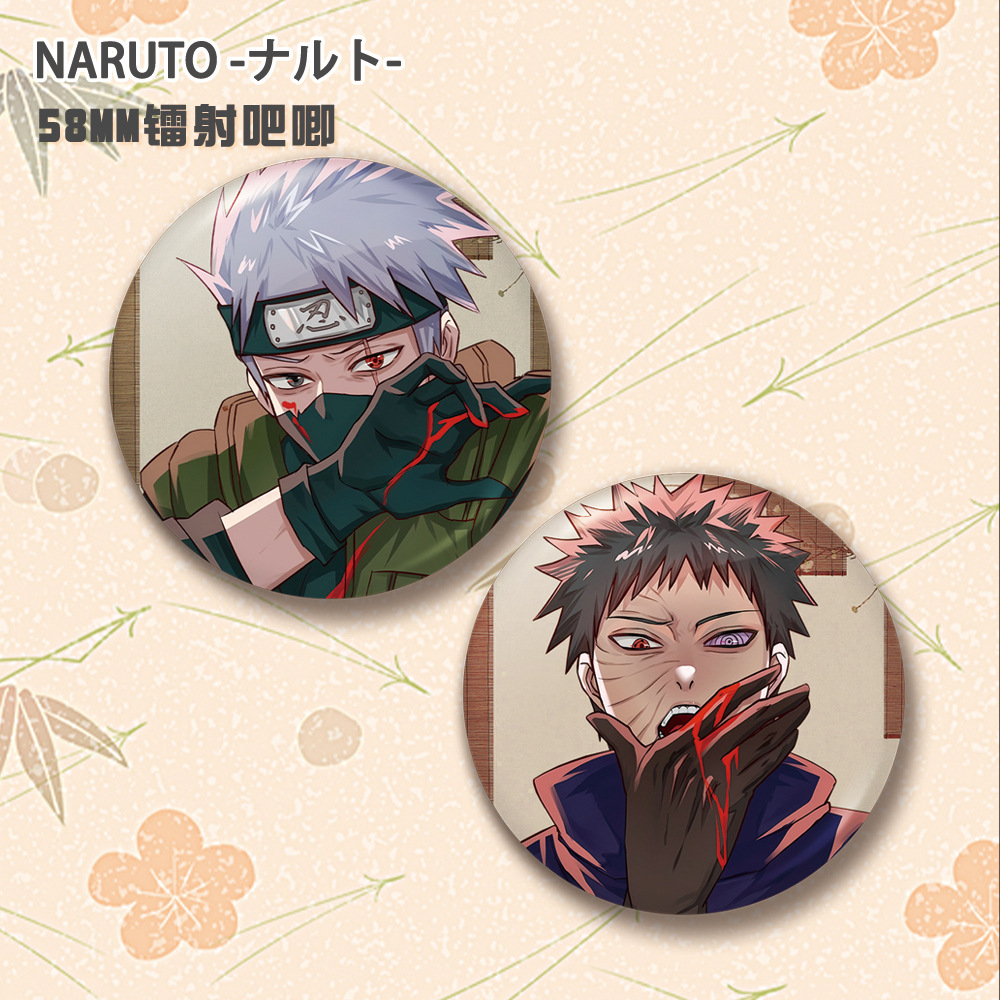 Naruto Anime Badge Set Sasuke Uchiha Kakashi Hatake Gaara Pin Brooch Collection Cosplay Accessories for Fans