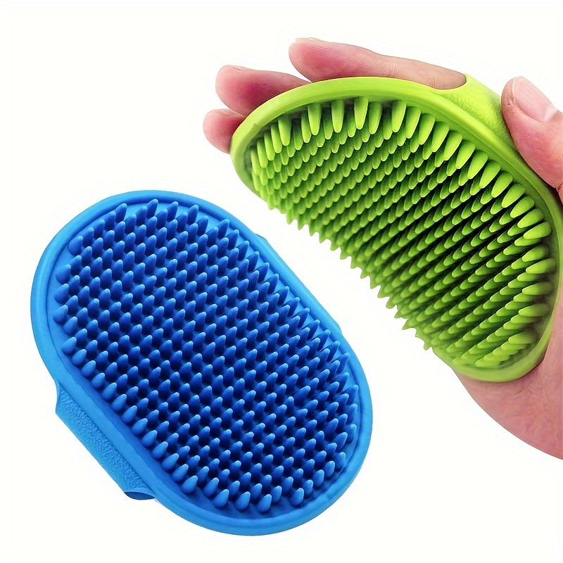 Dog Bath Brush Silicone Pet Massage Brush, Pet Shampoo Brush Massage Bathing Comb with Adjustable Circular Handle