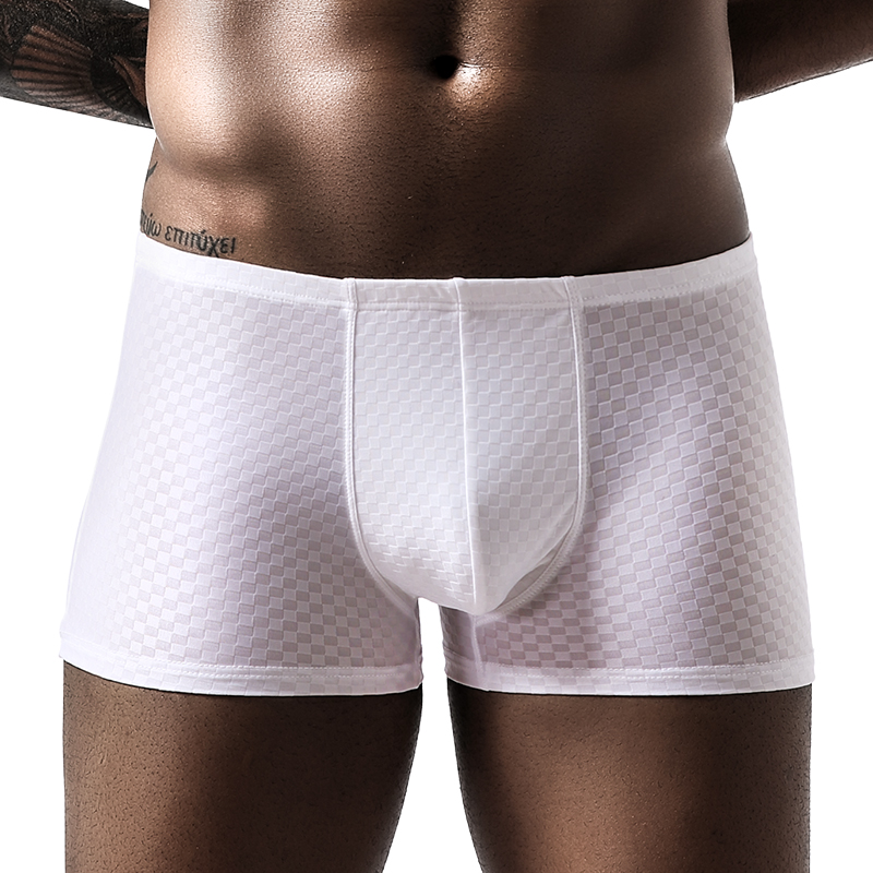Underwear, men's ice silk, four-cornered trousers, men's flat bottom trousers, men's short underpants, breathable and seamless,