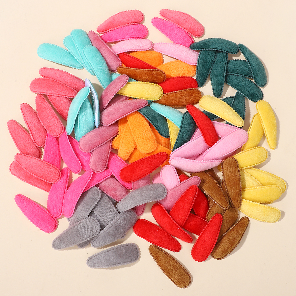 50PCS Random Colors Waterdrop Hair BB Clips for Girls Hair Bangs Cute Fuzzy Felt Cloth Alloy Hair Clip Kids Headdress