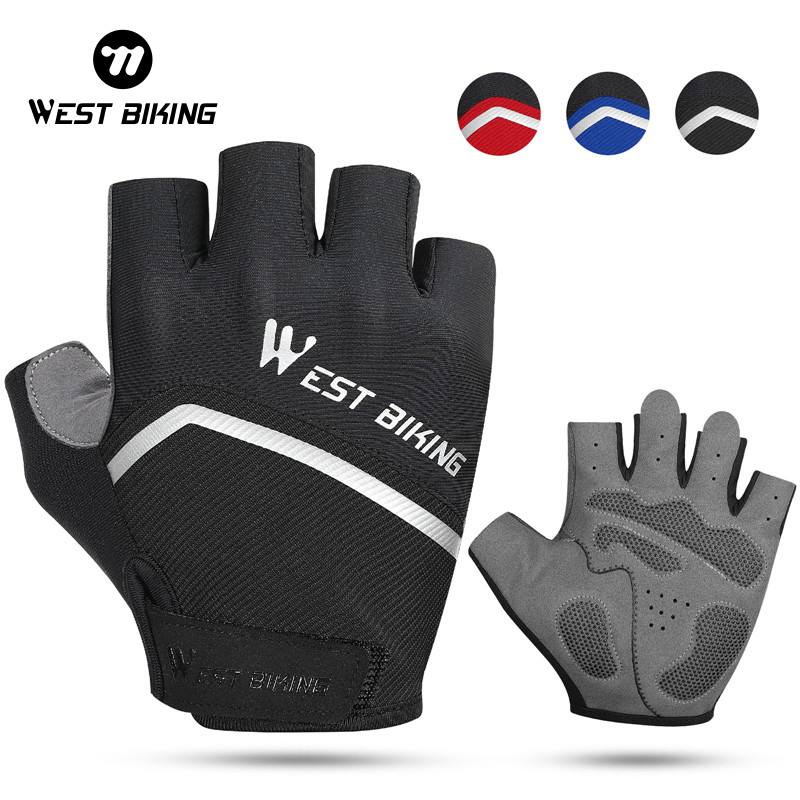 WEST BIKING Cycling Half Finger Gloves Shockproof Wear Resistant Breathable MTB Road Bicycle Gloves Men Women Sports Bike Gloves