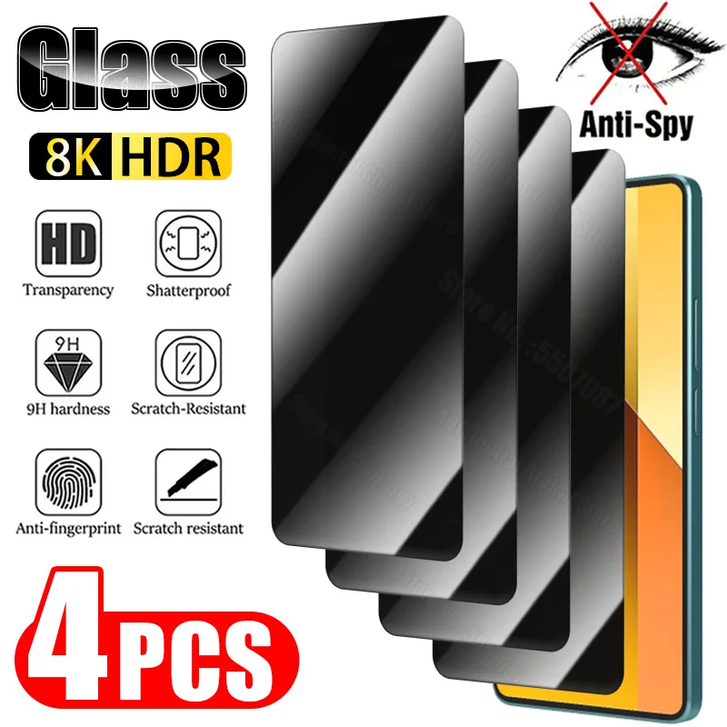 1-4Pcs Privacy Screen Protectors for Redmi Note 11 12 13 Pro 10 9 8 7 12S 11S 10S 9S 8T Mi 14 13 12 11 Lite 13T 12T 11T