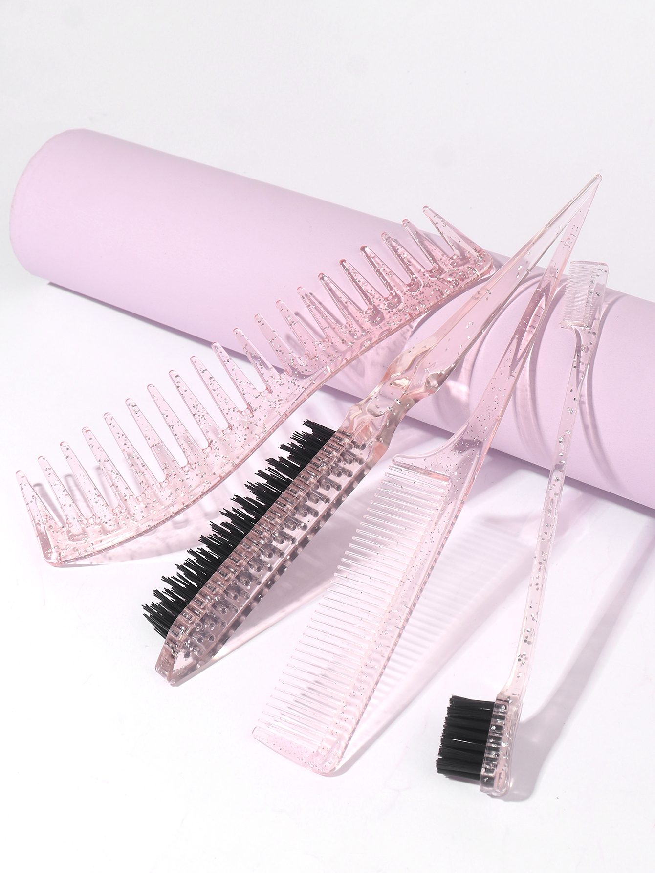 4pcs/1pcs crystal double-sided edge control hair comb hairstyle hair brush accessories new brush comb Special for real hair