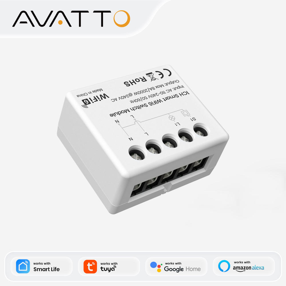 AVATTO WiFi 6 Mini Smart Energy Meter Module With Power Monitoring Metering APP Control Works With Tuya Alexa Home Alice