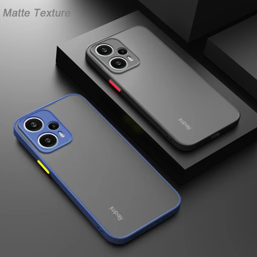 Shockproof Armor Matte Case For Redmi Note 10 10s 11 11s 12 12s 13 14 Pro Plus 4G 5G Silicone Bumper Clear Hard PC Cover