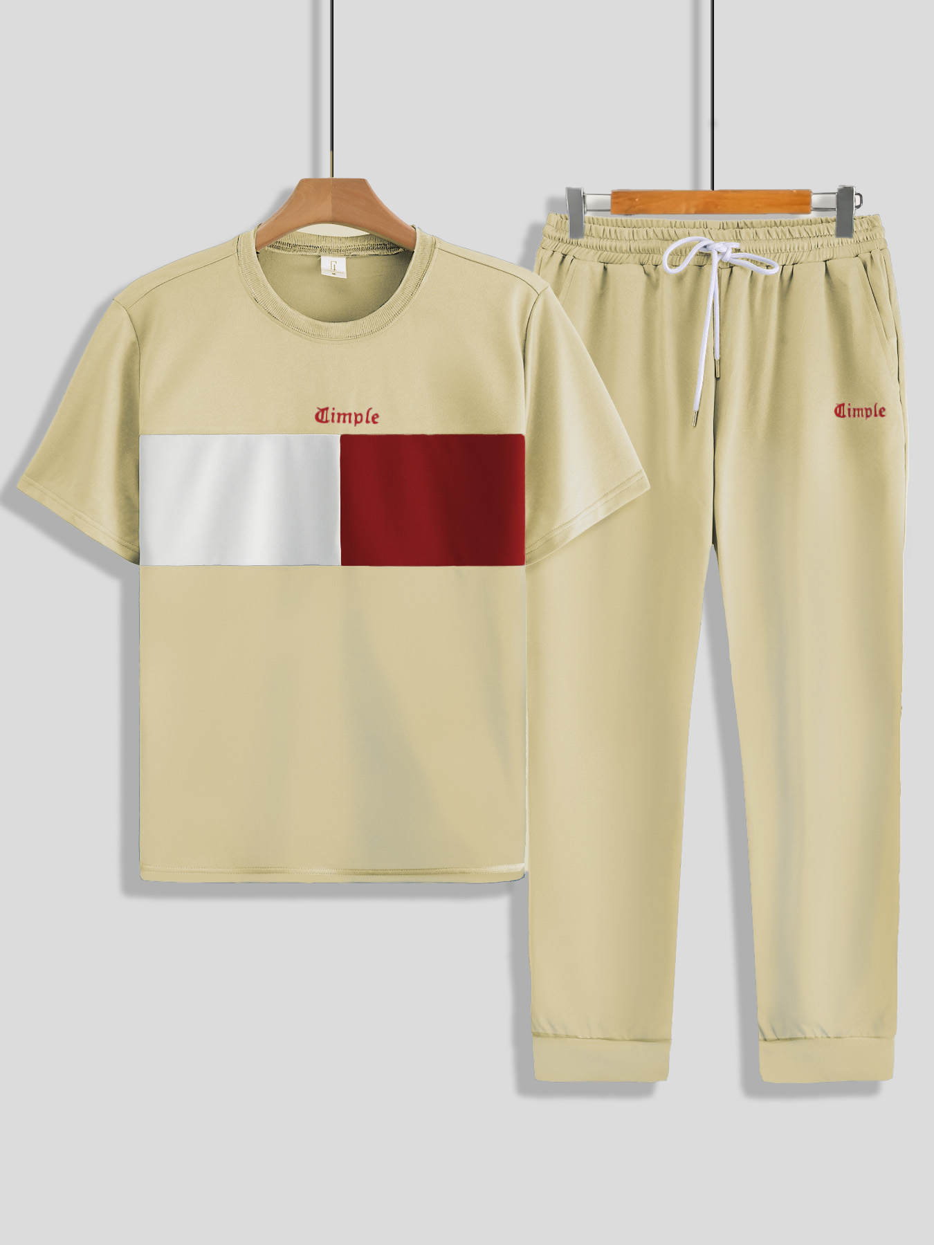 Men's Letter Print T-Shirt & Jogger Pants Two Piece Set, Casual Tracksuit