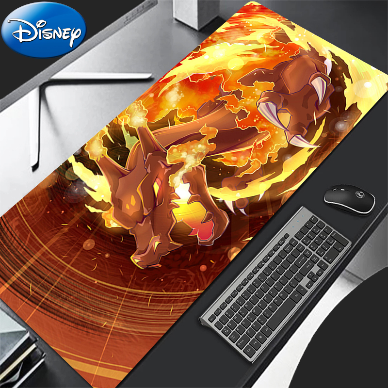 90x40cm Mouse Pad P-Pokemon Charizard Larger xxl Office Desk Mats Gaming Accessories Locking Edge MousePads Laptop Keyboard Mat