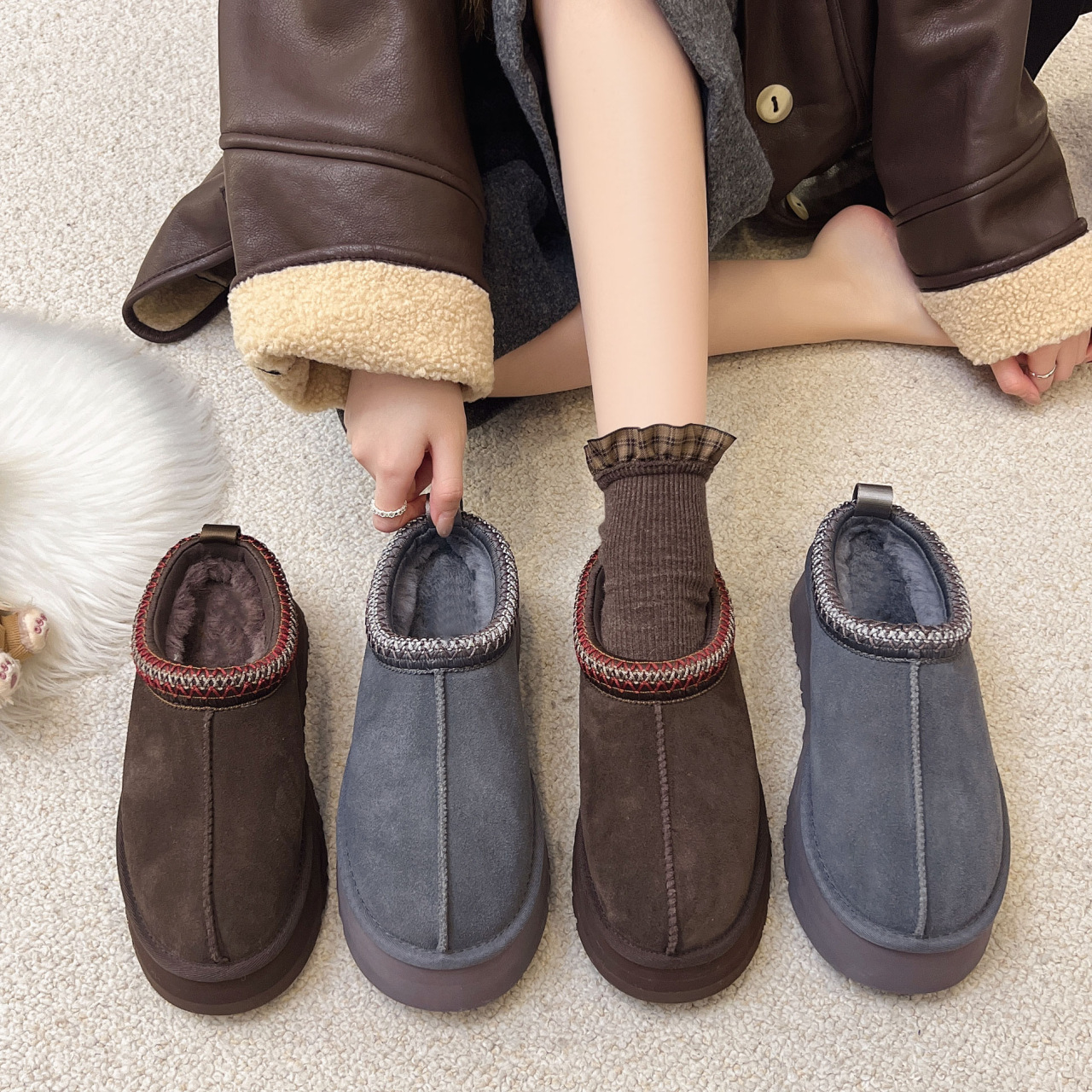 New Fashion Fluffy Platform Slippers for Women 2026 Winter Plush Warm Cotton Shoes Woman Comfort Non Slip Unisex Snow Boots