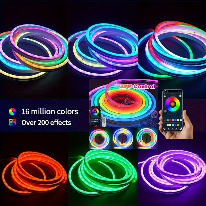 WS2812B RGB-IC Neon Gaming Smart LED Strip Light RGB Party Light Addressable Music Sync Flexible Backlight Decorations