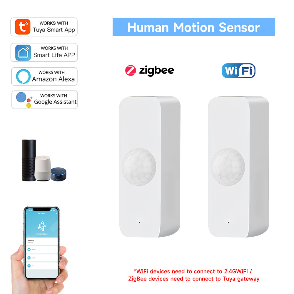 Tuya WiFi/Zigbee PIR Motion Sensor Smart Home Human Body Infrared Detector Security Smart Life Works With Alexa