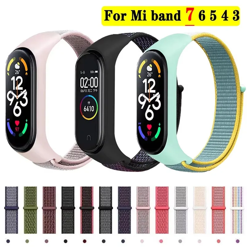 Nylon loop Straps For Xiaomi Mi Band 5/6/7/4/3/NFC smartwatch Replacement belt Wristband Sport Miband7 Correa miband 7 Bracelet