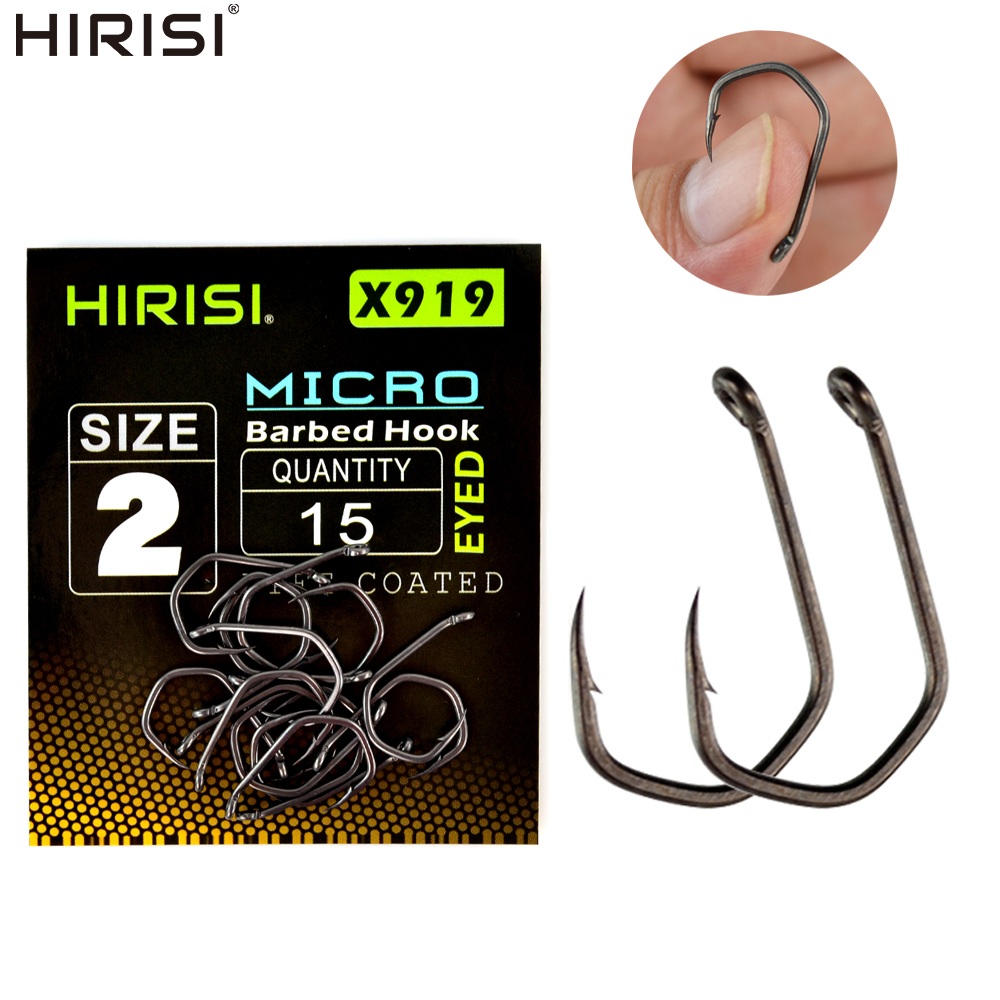Hirisi 30pcs PTFE Coated High Carbon Steel Fish Hook Micro Barbed With Eye Carp Fishing Hook Accessories X919