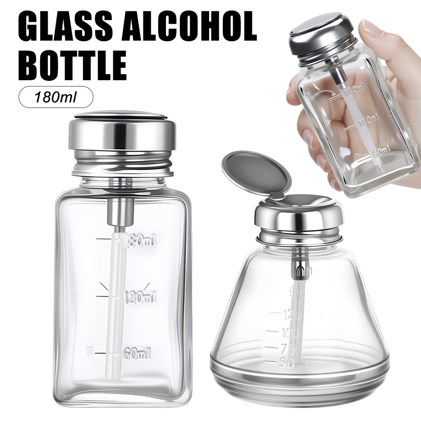 180ml Nail Glass Bottle Press Funnel Press Type Bottle Nail Remover Water Empty Bottle Cleaning Liquid Hydraulic Supplie