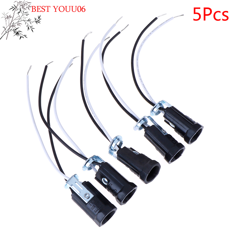 (YOUU06)5Pcs Candle Base E12 Lamp US Holder Light Sockets Keyless With 15CM Wire Lead